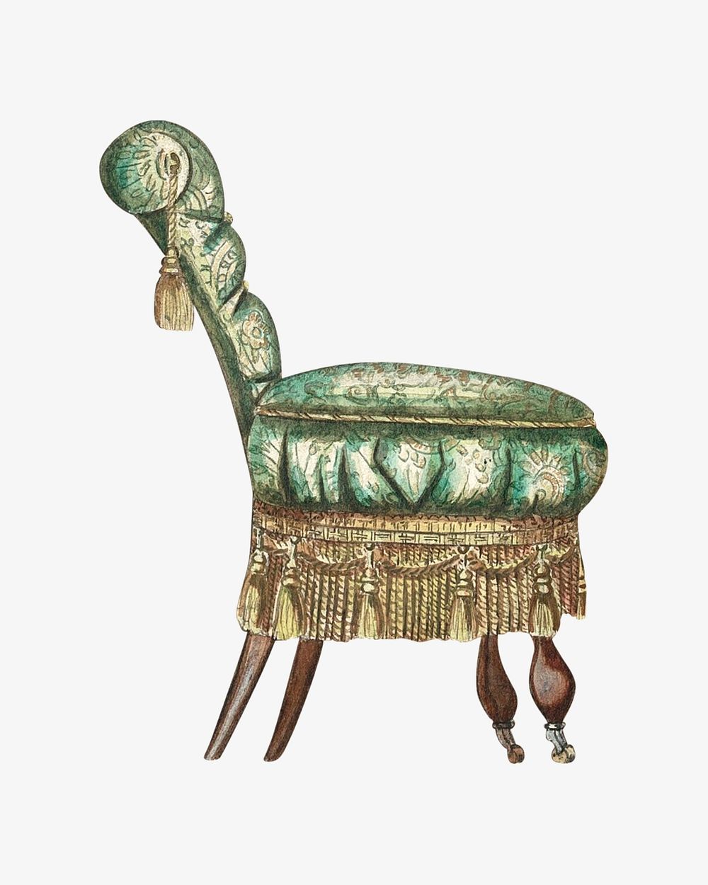 Green chair watercolor illustration element. Premium Photo