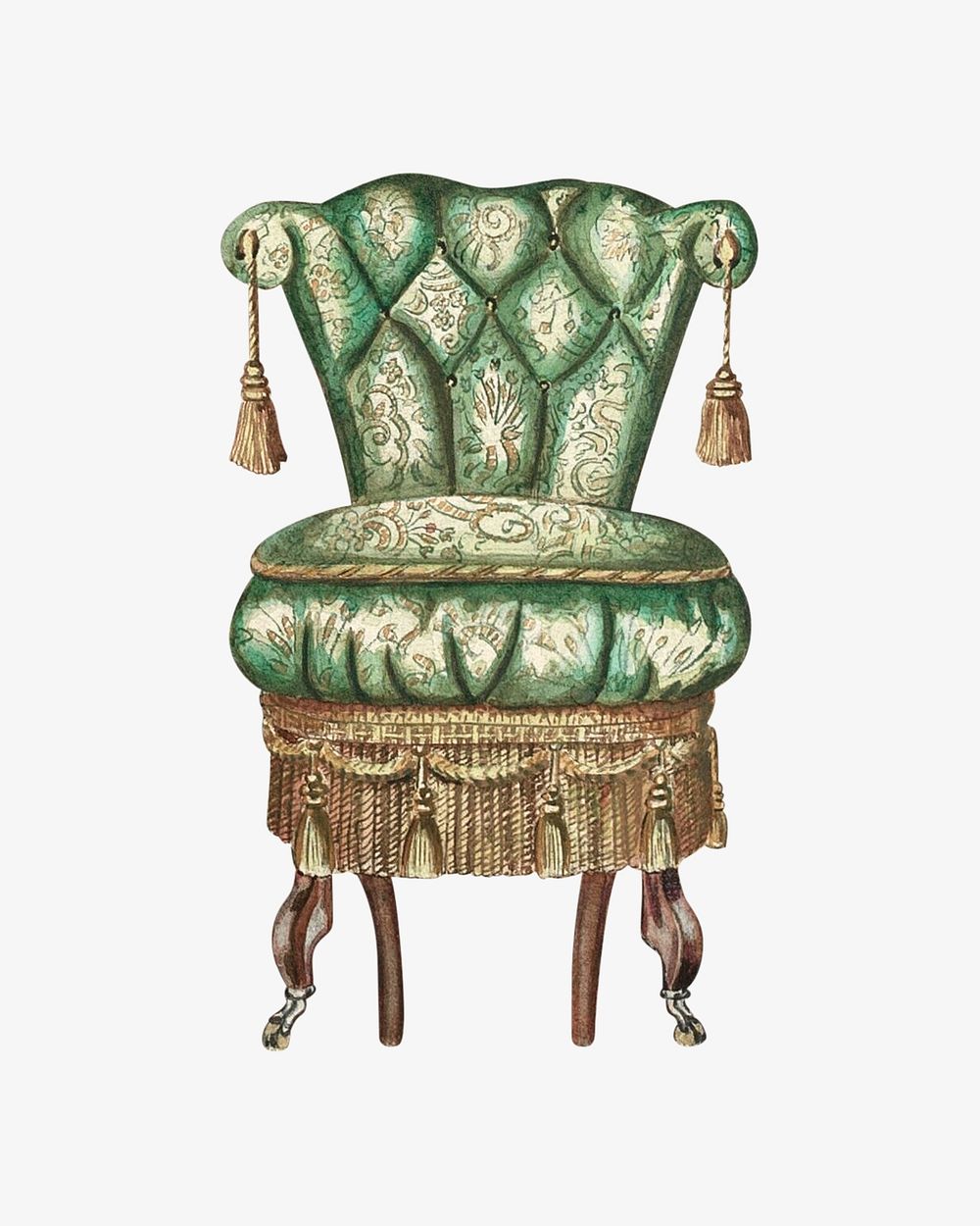 Green chair watercolor illustration element. Premium Photo