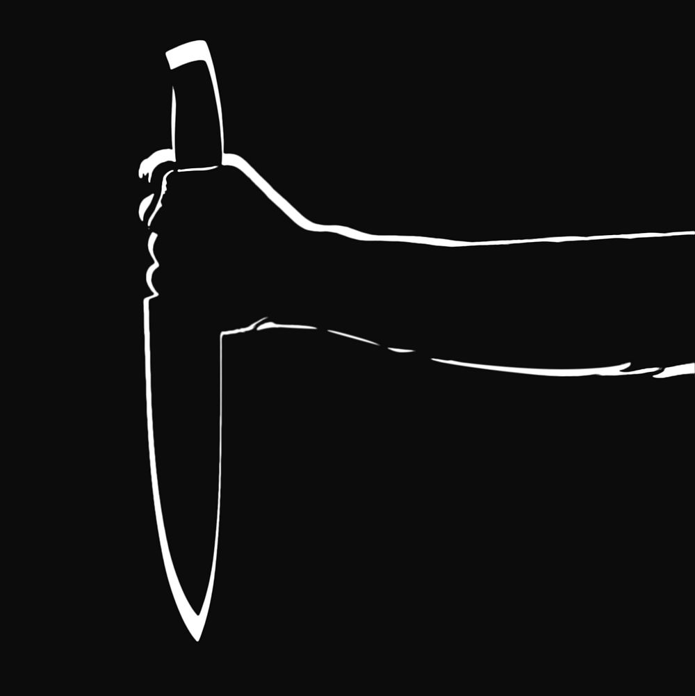 Hand holding knife illustration, isolated image