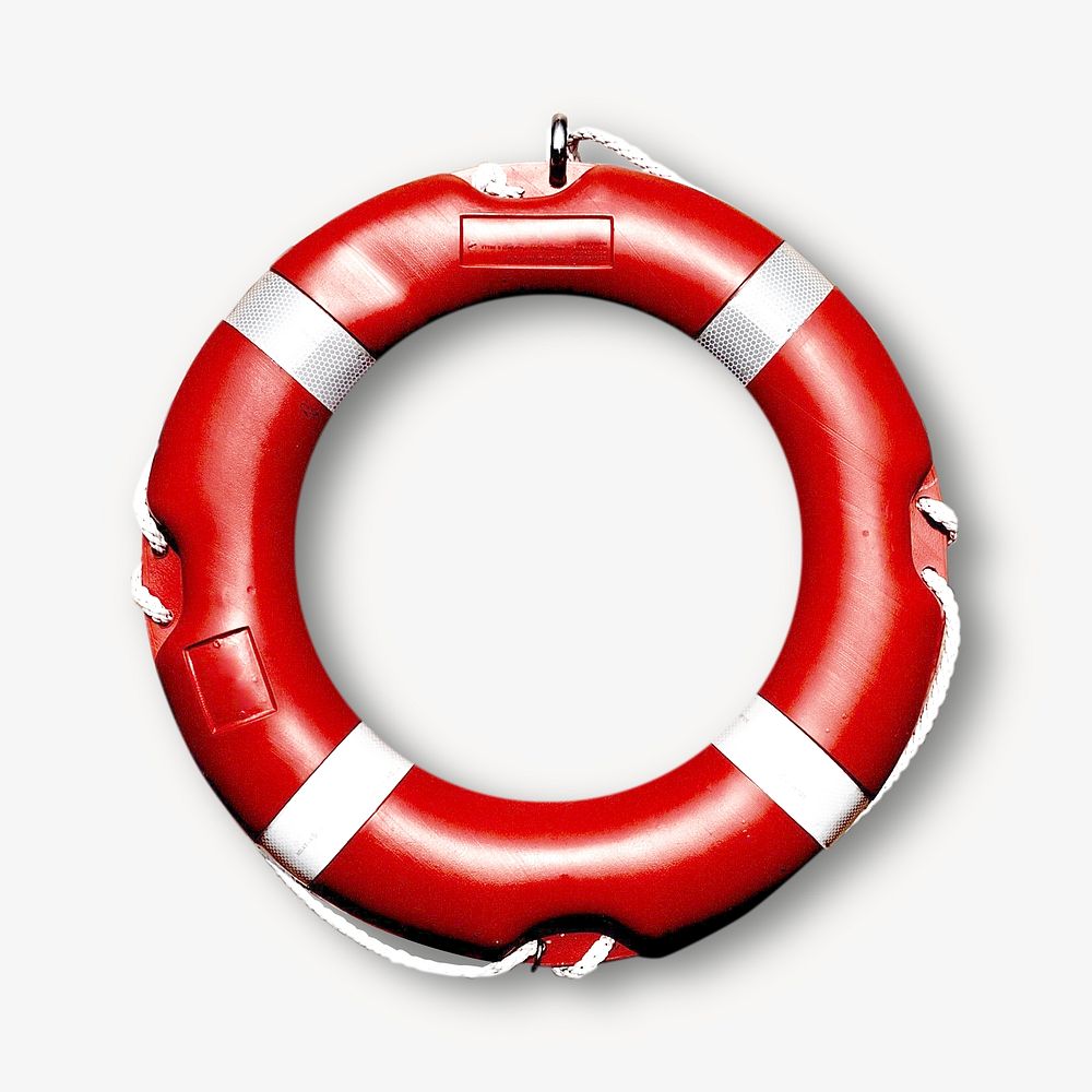 Lifebuoy safety ring, isolated object on white
