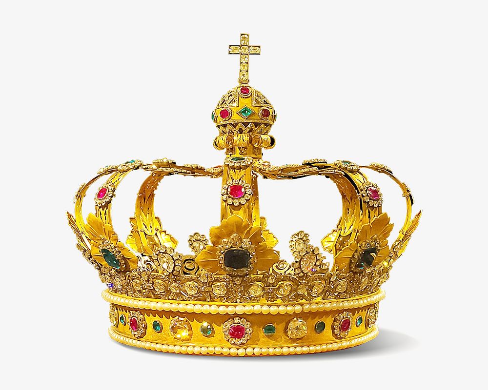 Golden crown, isolated object on white