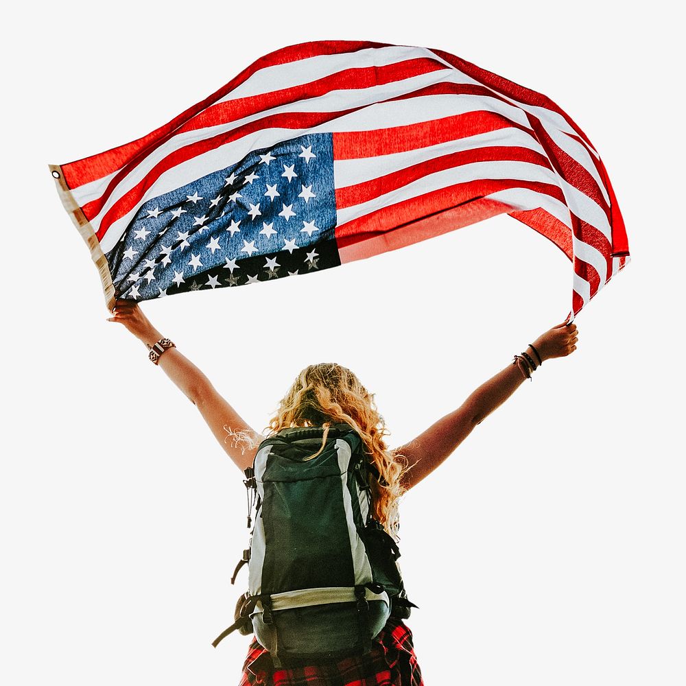 Backpack traveling America isolated image