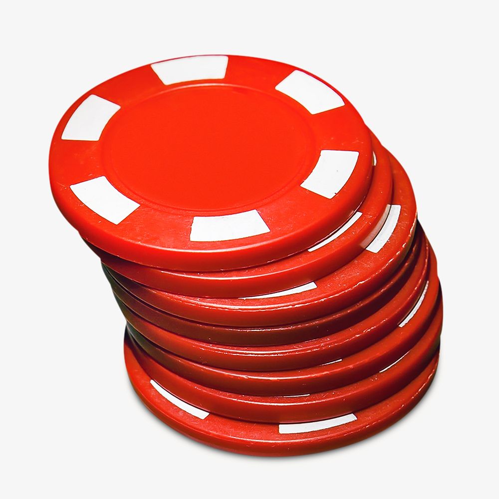 Red casino token, isolated object on white