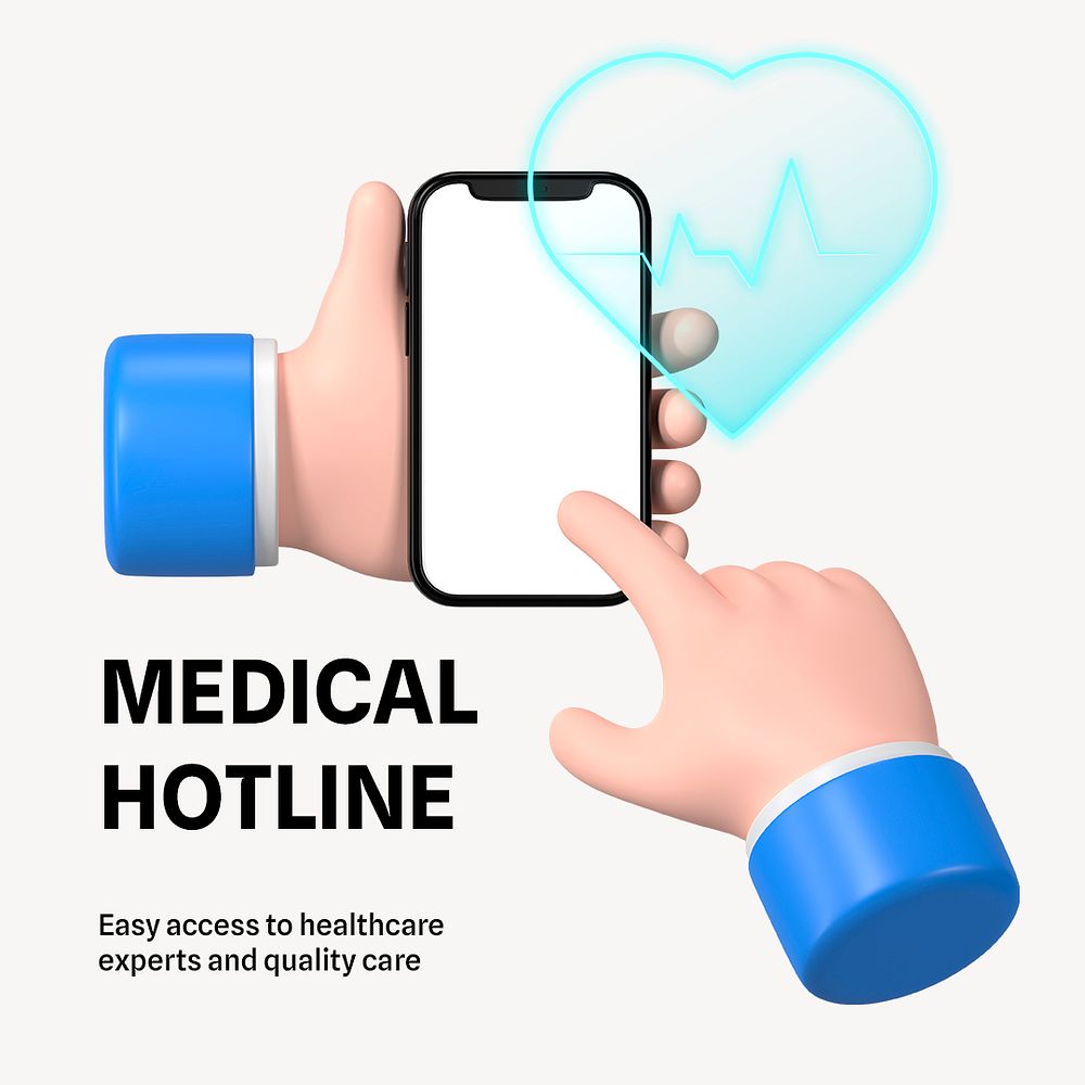 Medical hotline Instagram post template, editable text psd