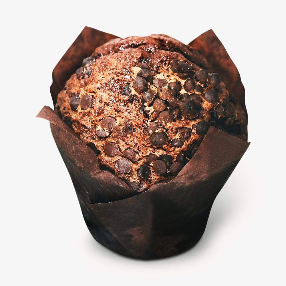 Chocolate muffin, isolated image