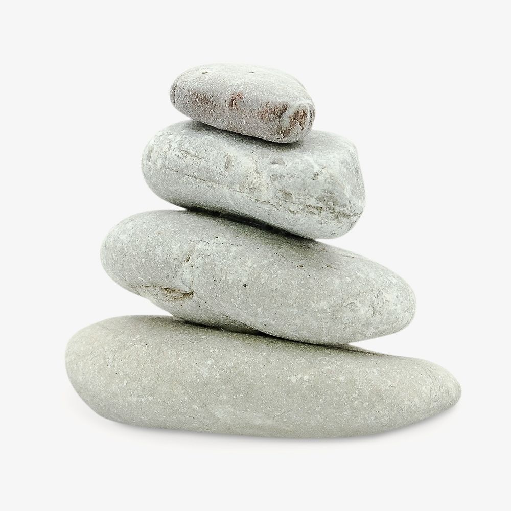Stacked stones, isolated object on white