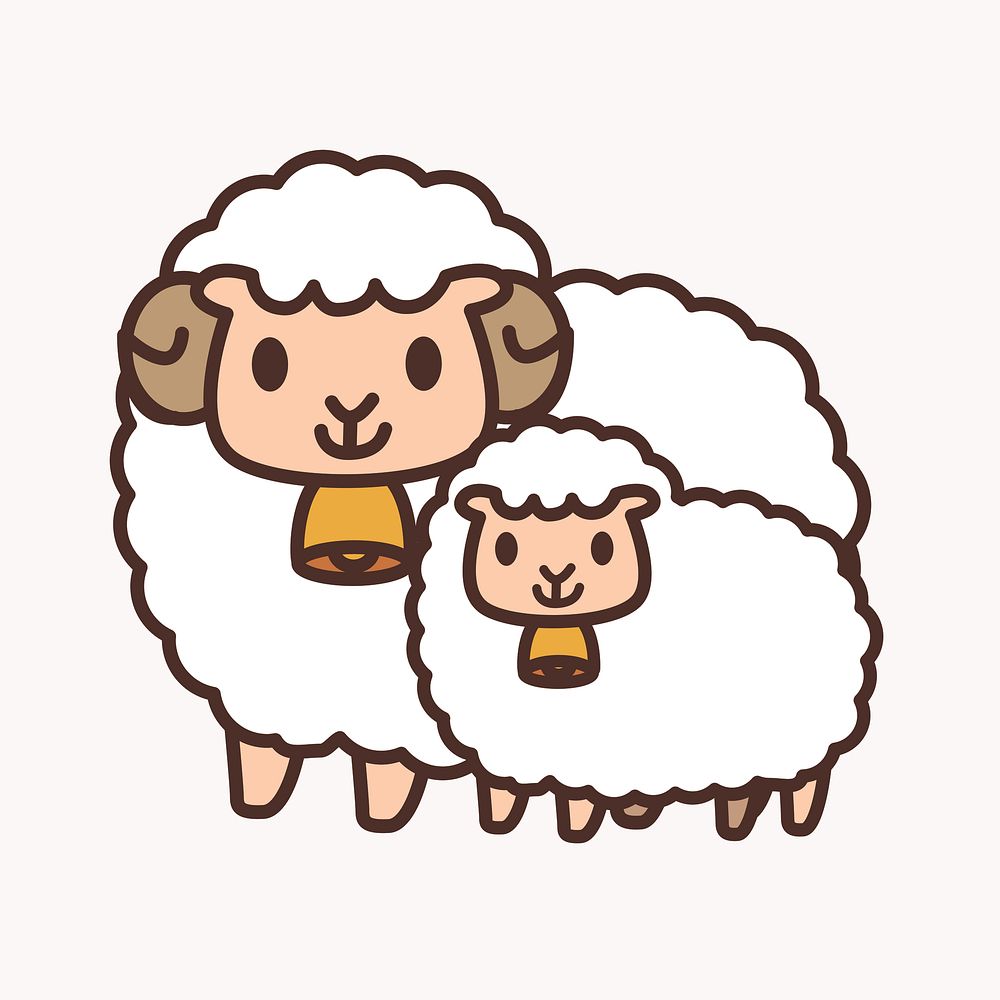 Sheep mother & baby clip art vector. Free public domain CC0 image.