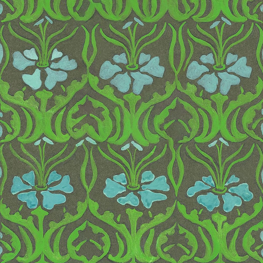 Vintage floral pattern, green background. Remixed by rawpixel.