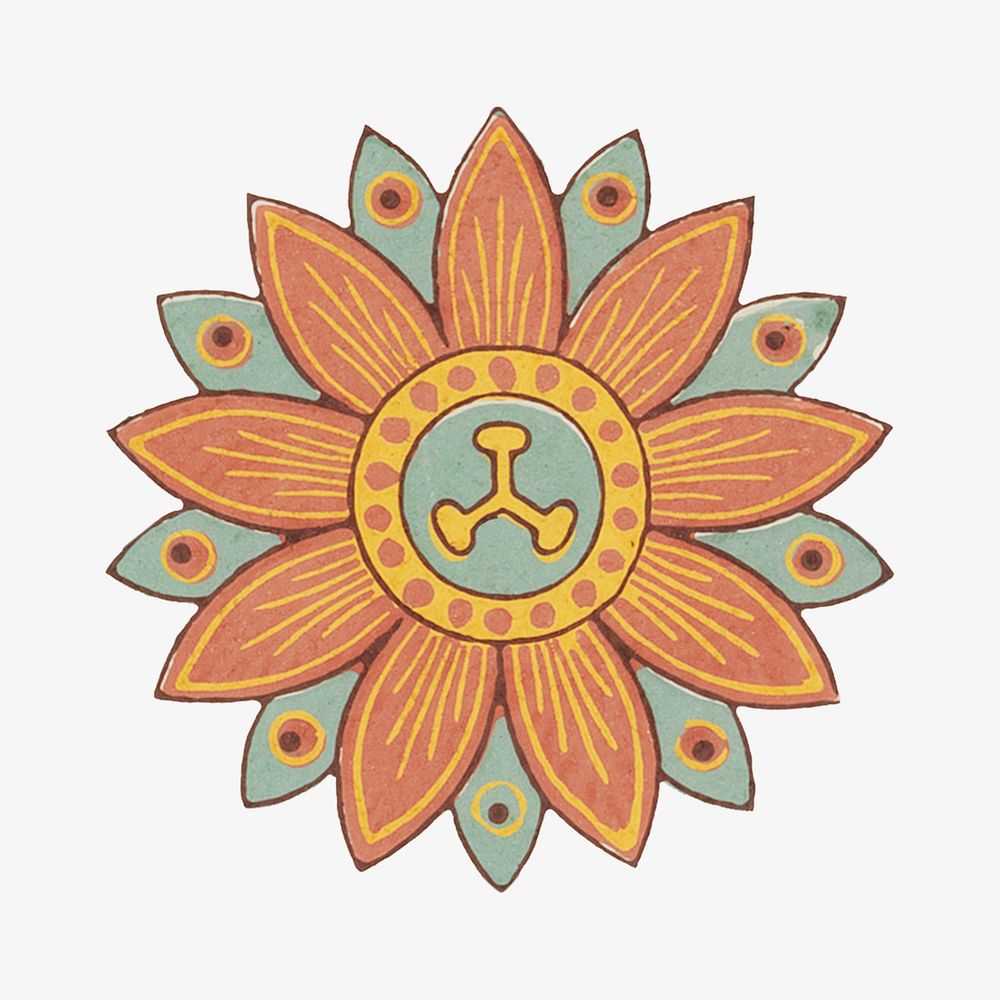Vintage geometric flower isolated design. Remixed by rawpixel.