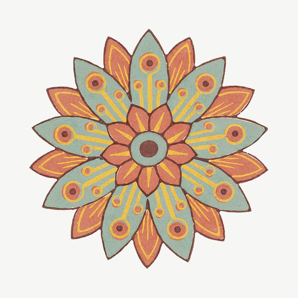 Vintage geometric flower collage element psd. Remixed by rawpixel.