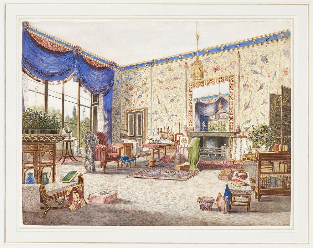The Drawing Room at Middleton Park, Oxfordshire. Original public domain image from Smithsonian. Digitally enhanced by…