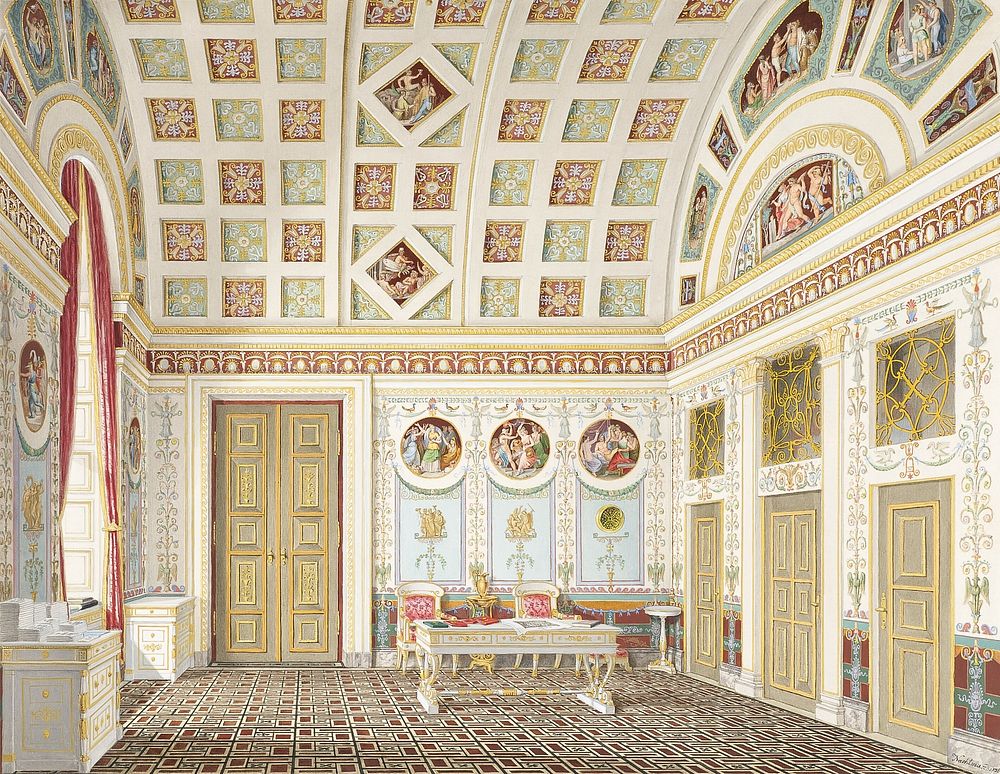 The Dressing Room of King Ludwig I at the Munich Residence Palace. Original public domain image from Smithsonian. Digitally…