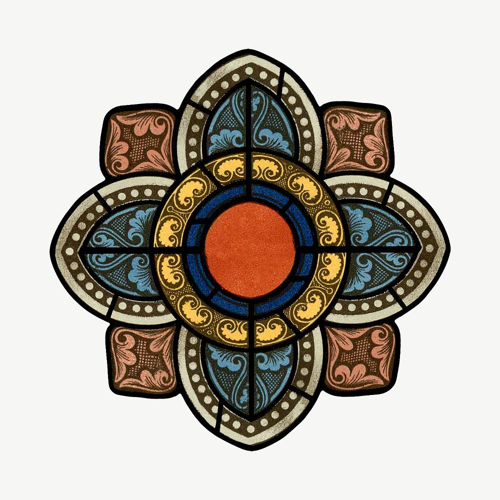 Cathedral of Chartres's stained glass window art psd.  Remixed by rawpixel. 