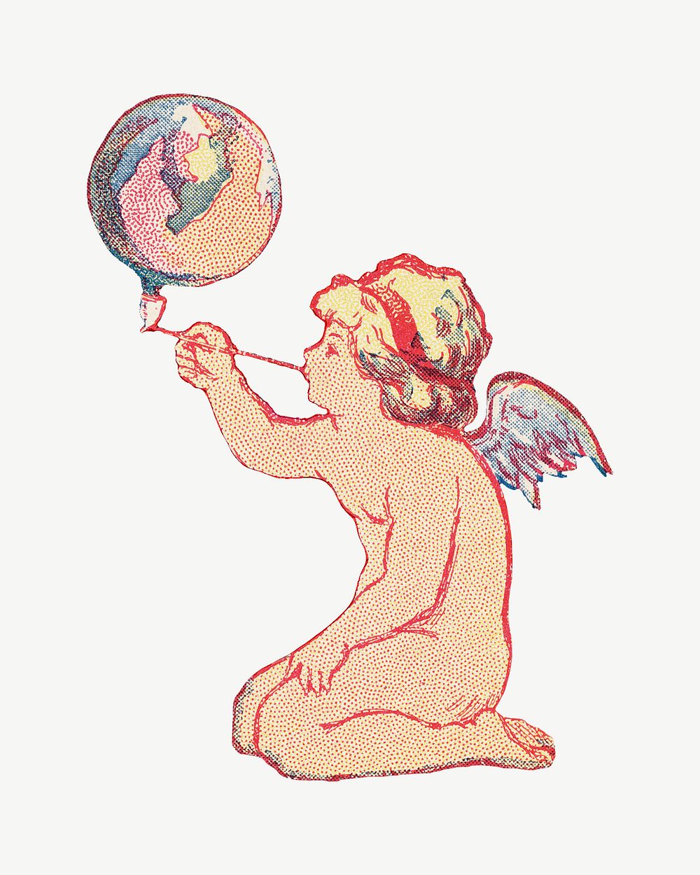 Cupid blowing bubble, vintage illustration by Wells, Richardson & Co psd.  Remixed by rawpixel. 
