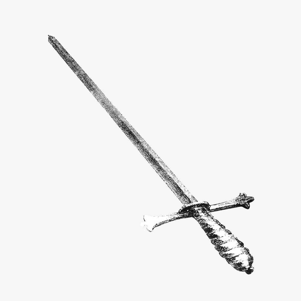 Sword, vintage weapon illustration.  Remixed by rawpixel. 