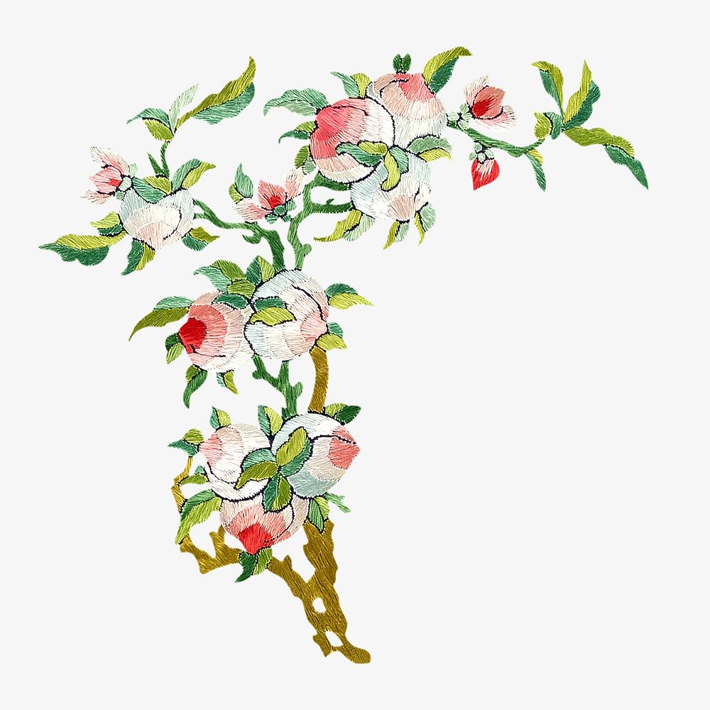 Chinese flowers, vintage botanical illustration.  Remixed by rawpixel. 