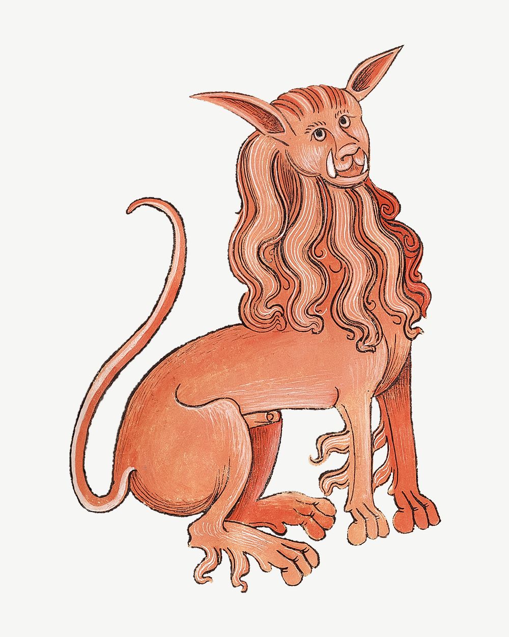 Lion, vintage mythical creature illustration psd.  Remixed by rawpixel. 