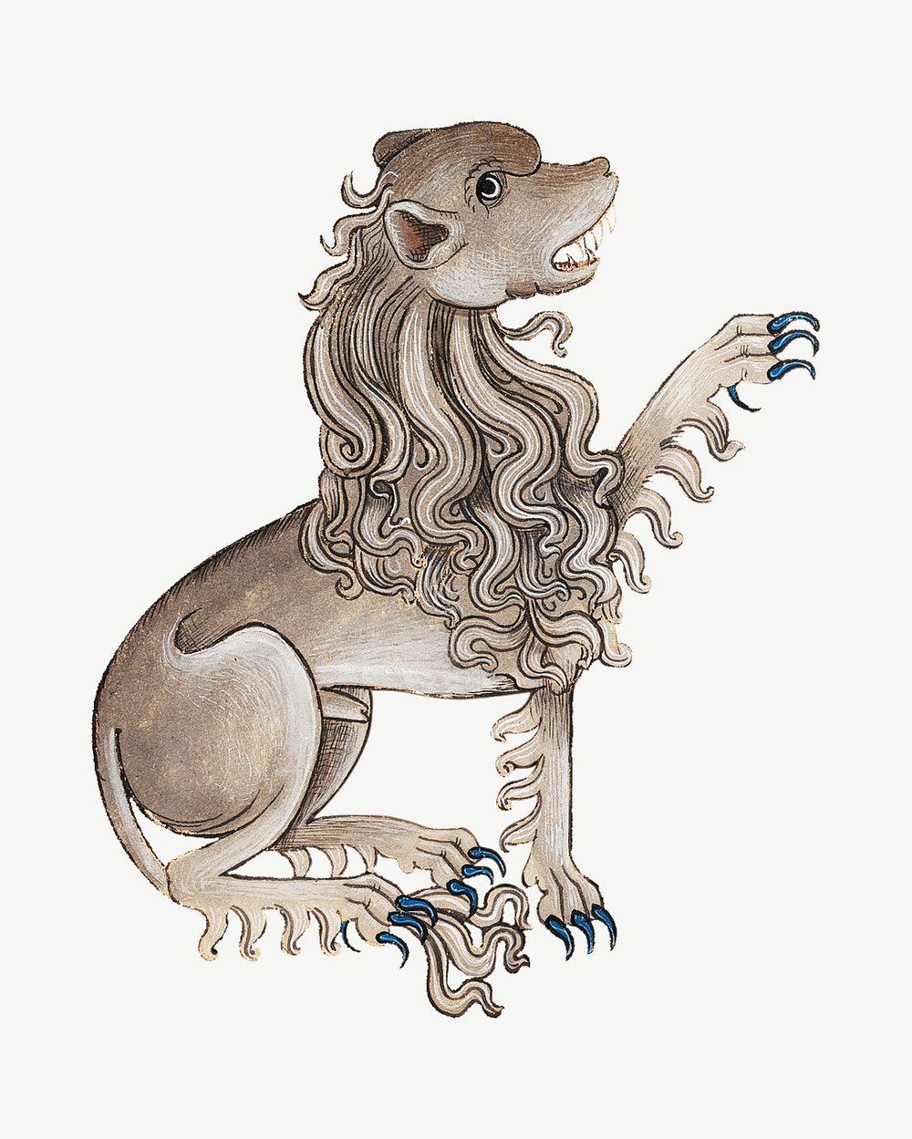 Lion, vintage mythical creature illustration psd.  Remixed by rawpixel. 