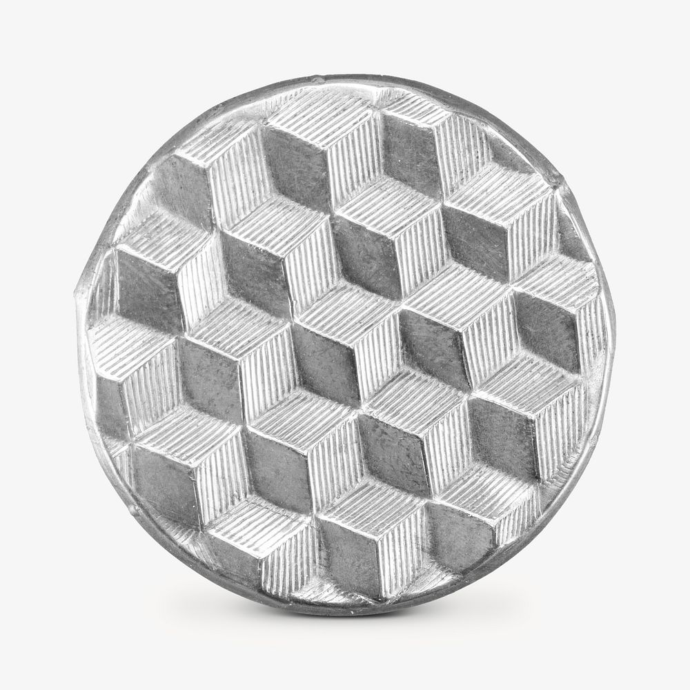Silver flat circular button.  Remixed by rawpixel. 