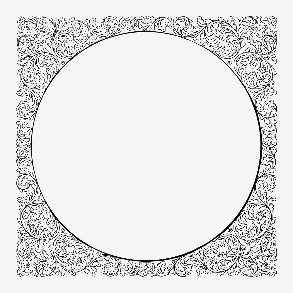 Vintage floral frame, circle design by Francis Augustus Lathrop psd.  Remixed by rawpixel. 