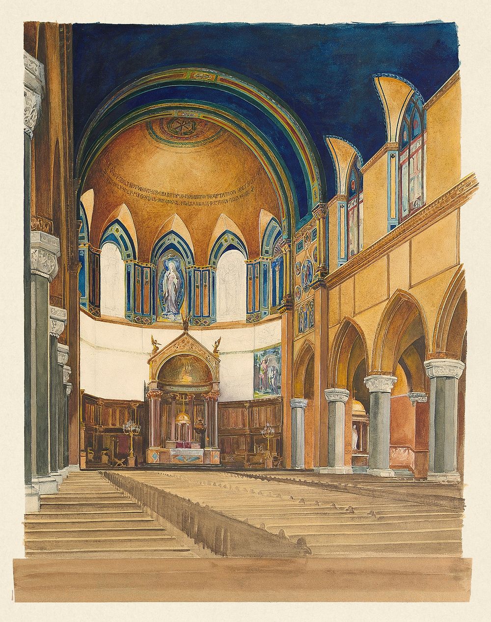 Church of St. Paul the Apostle, New York City, Chancel Decoration (1835–1910) architecture illustration by John La Farge.…