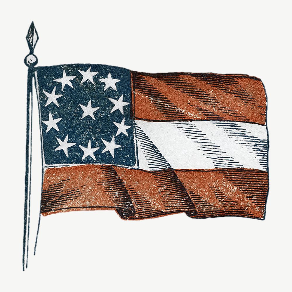 American flag, vintage illustration psd.  Remixed by rawpixel. 