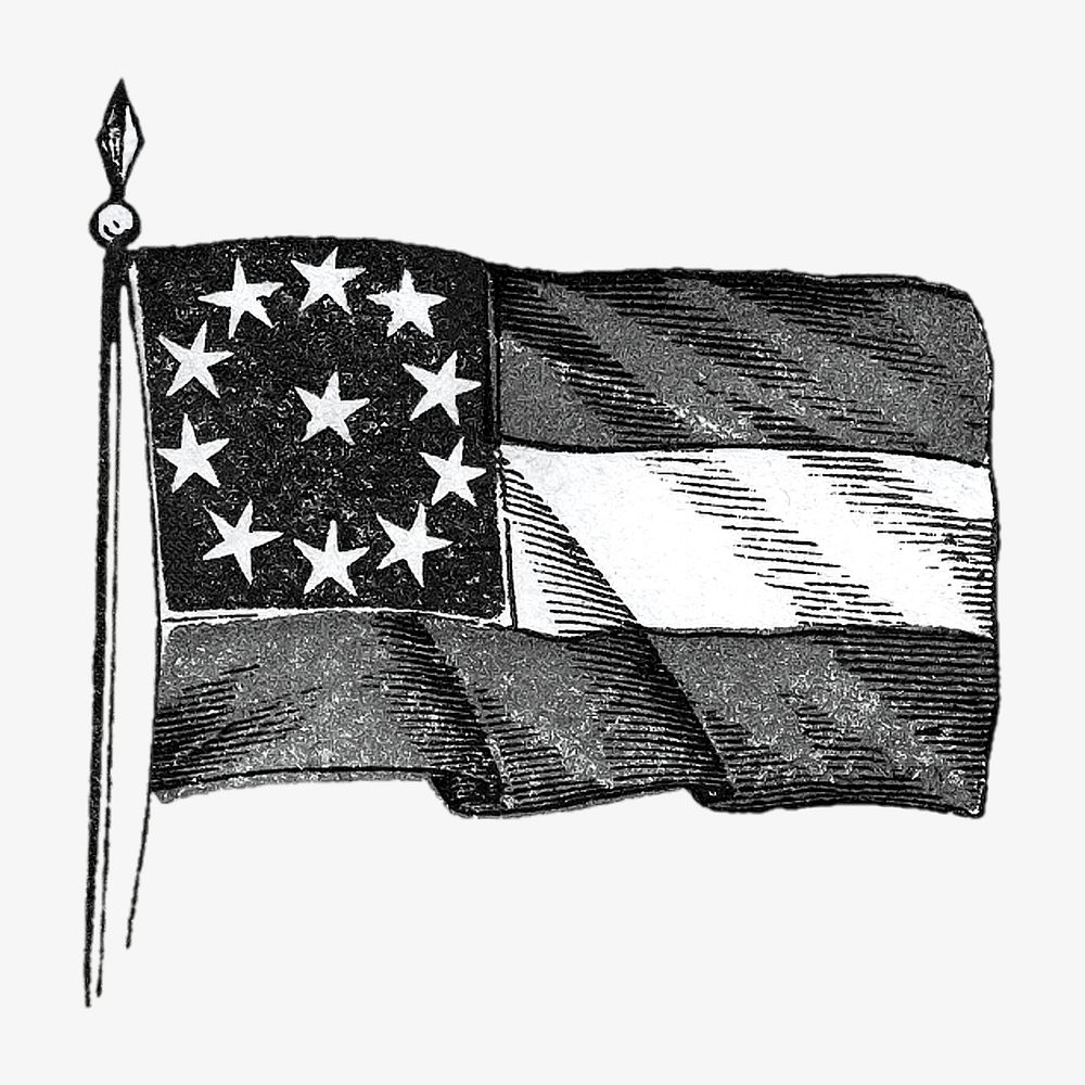 American flag, vintage illustration.  Remixed by rawpixel. 