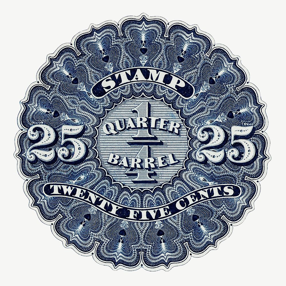 25c Beer revenue stamp psd.  Remixed by rawpixel. 