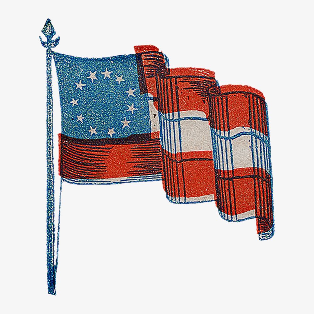 American flag, vintage illustration.  Remixed by rawpixel. 