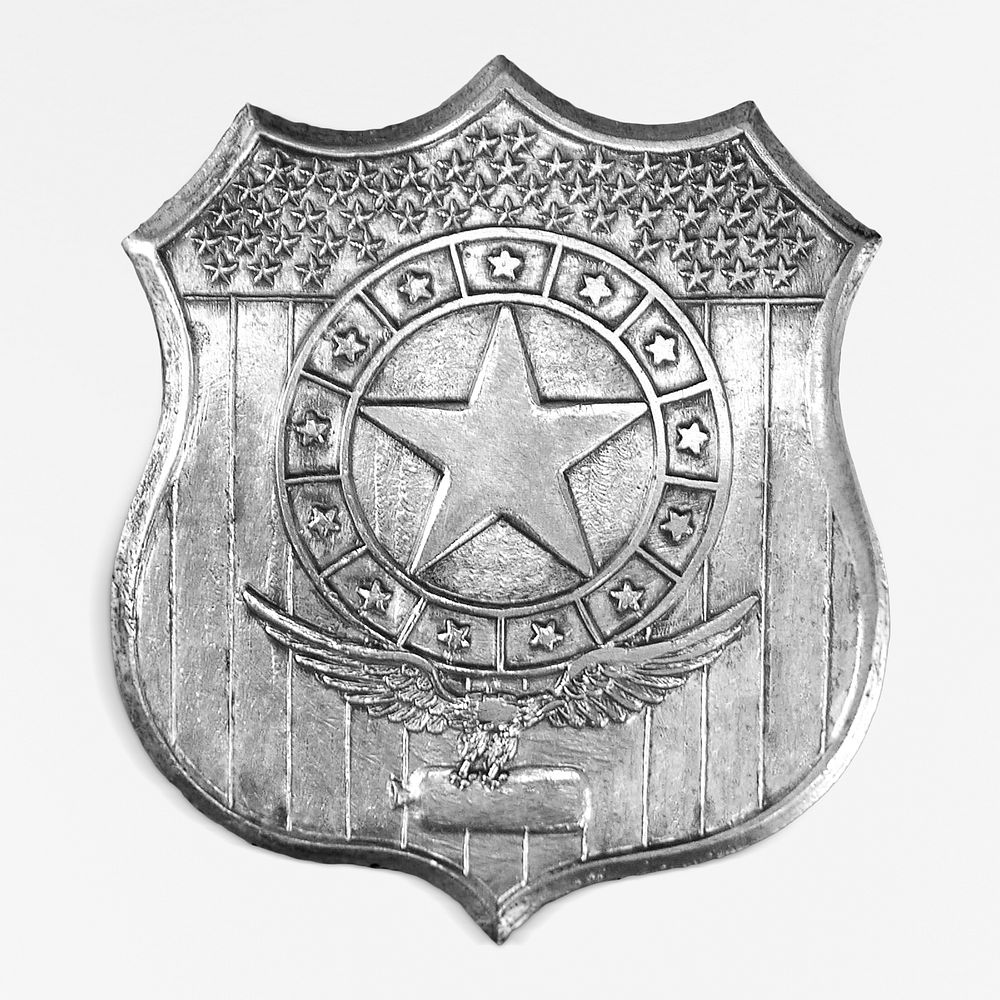 Silver star police badge.  Remixed by rawpixel. 