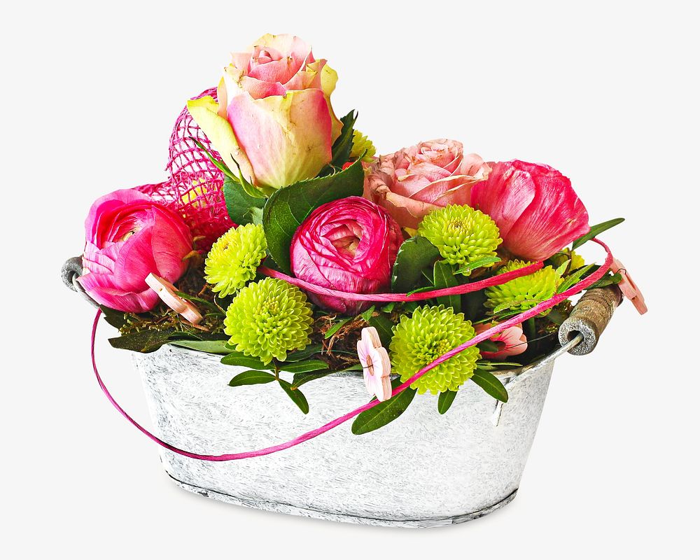Beautiful flowers basket Isolated image