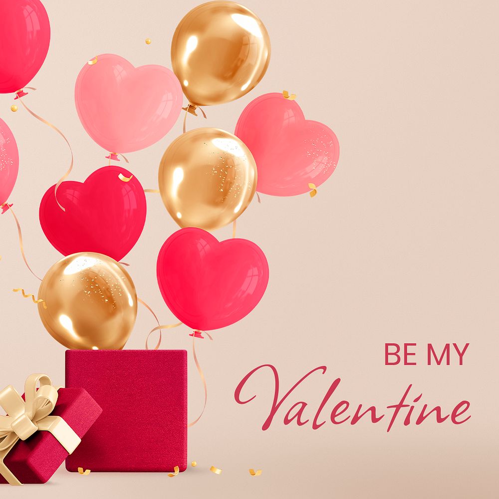 Valentine&rsquo;s social media post template, 3d graphic psd