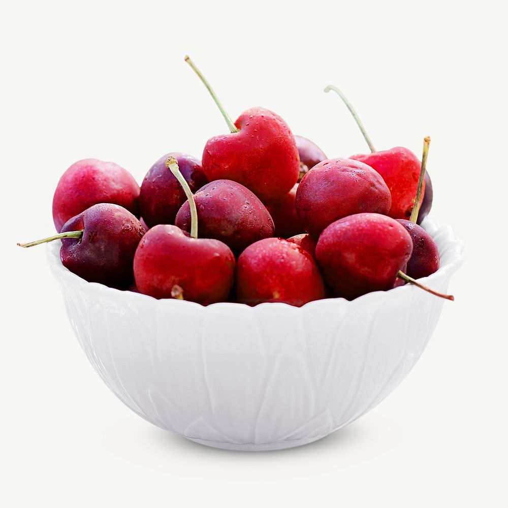 Bowl of cherries collage element psd