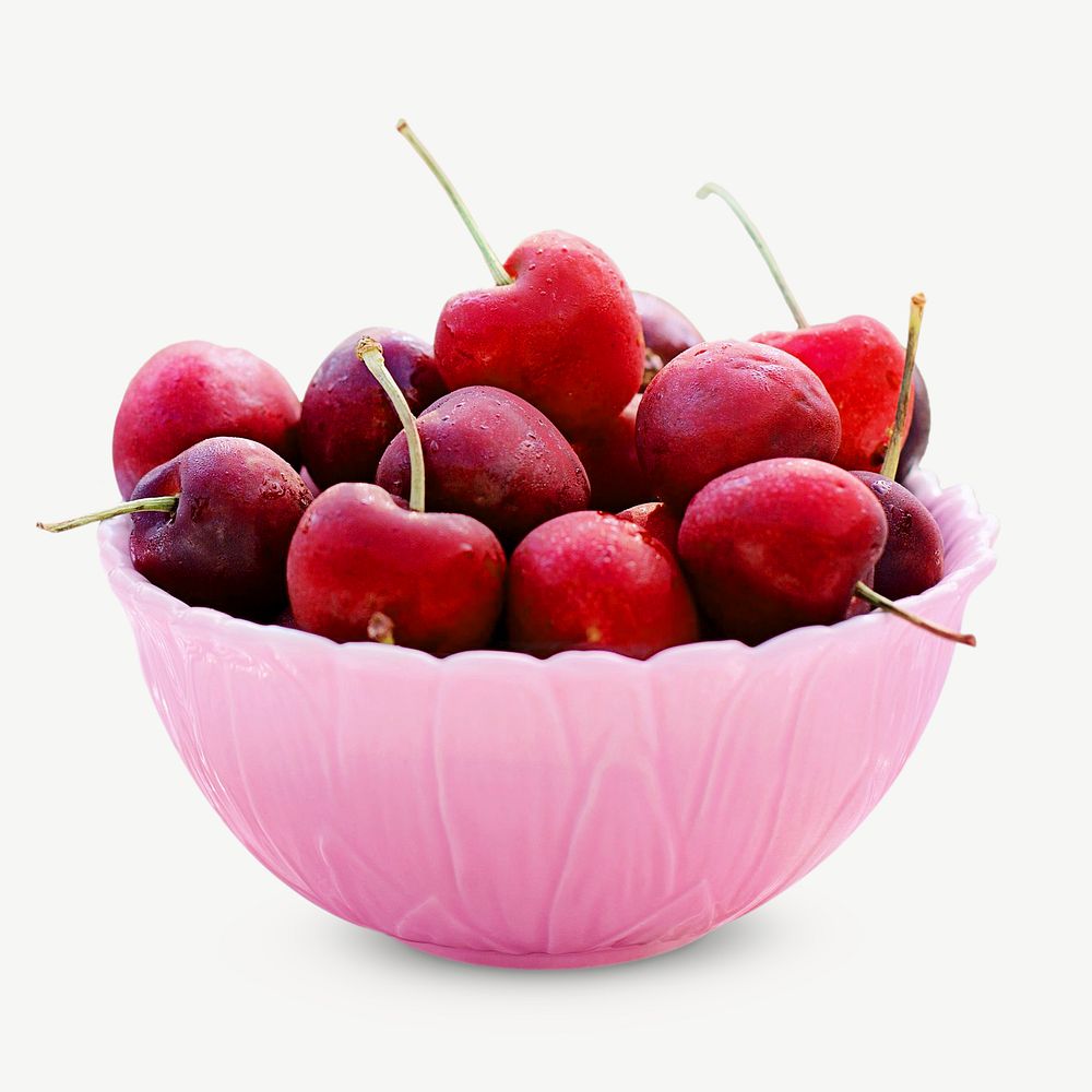 Bowl of cherries collage element psd