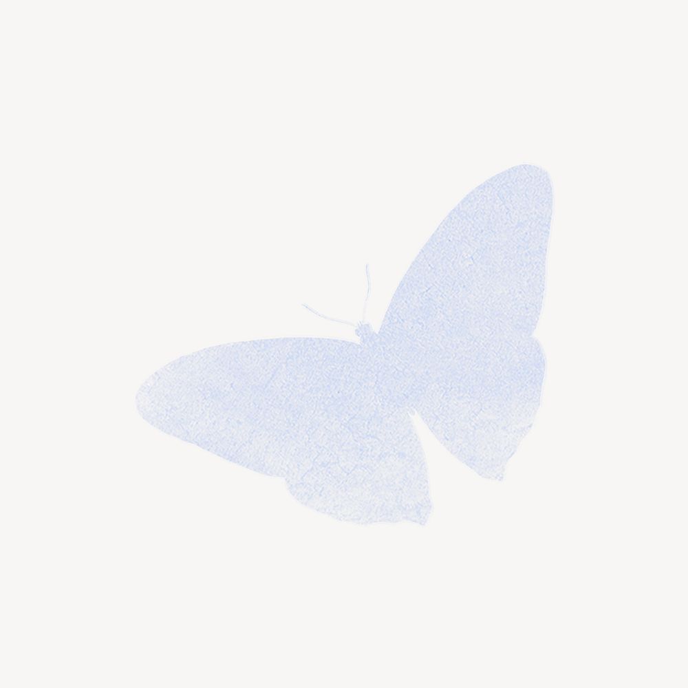 Blue watercolor butterfly collage element psd