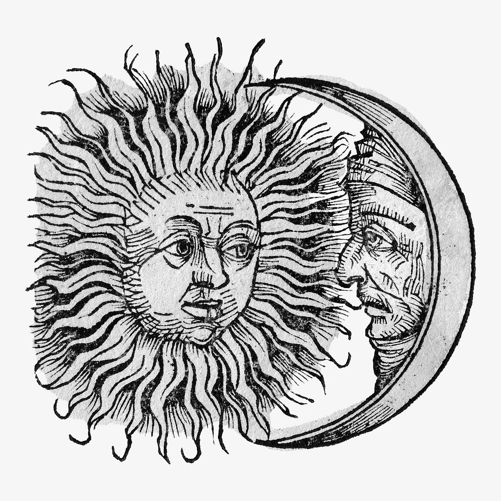 Vintage Sun & Moon illustration. Remixed by rawpixel.