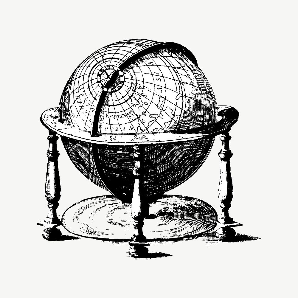 Vintage globe ball illustration psd. Remixed by rawpixel.