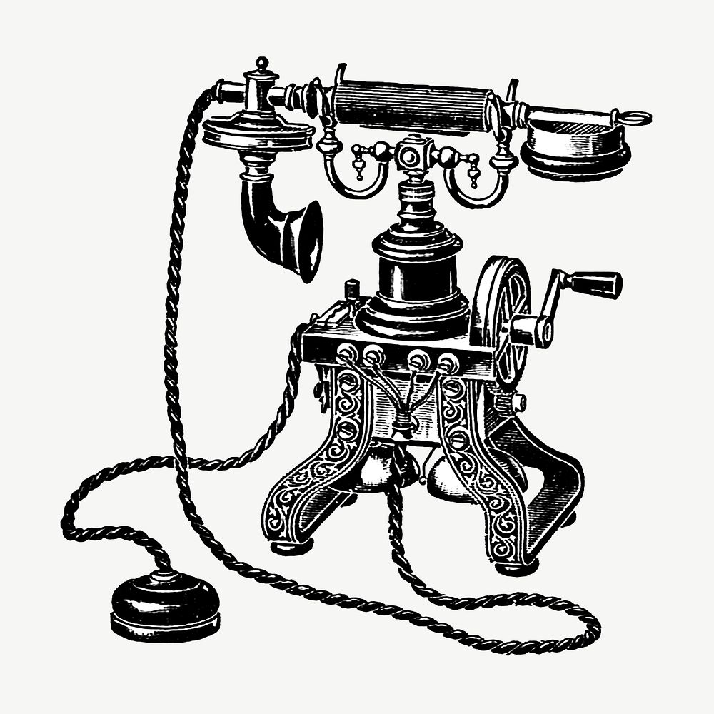 Vintage telephone illustration psd. Remixed by rawpixel.