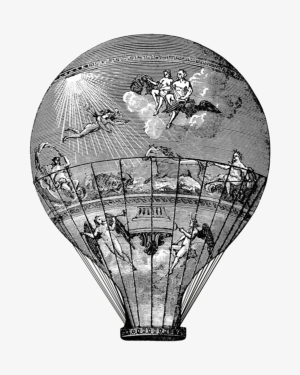 Vintage hot air balloon illustration. Remixed by rawpixel.