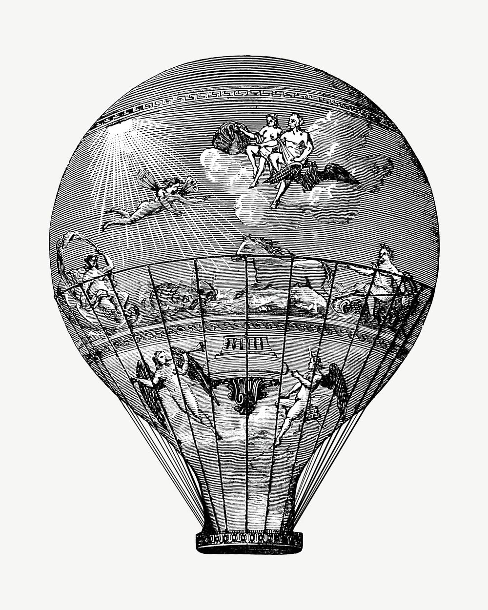 Vintage hot air balloon illustration psd. Remixed by rawpixel.