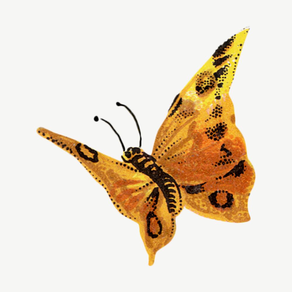 Yellow butterfly, animal illustration psd. Remixed by rawpixel.