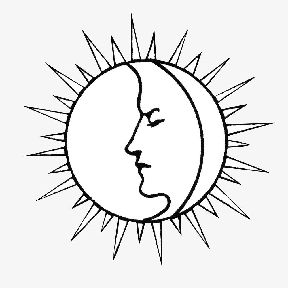 Vintage moon & sun chromolithograph art. Remixed by rawpixel. 