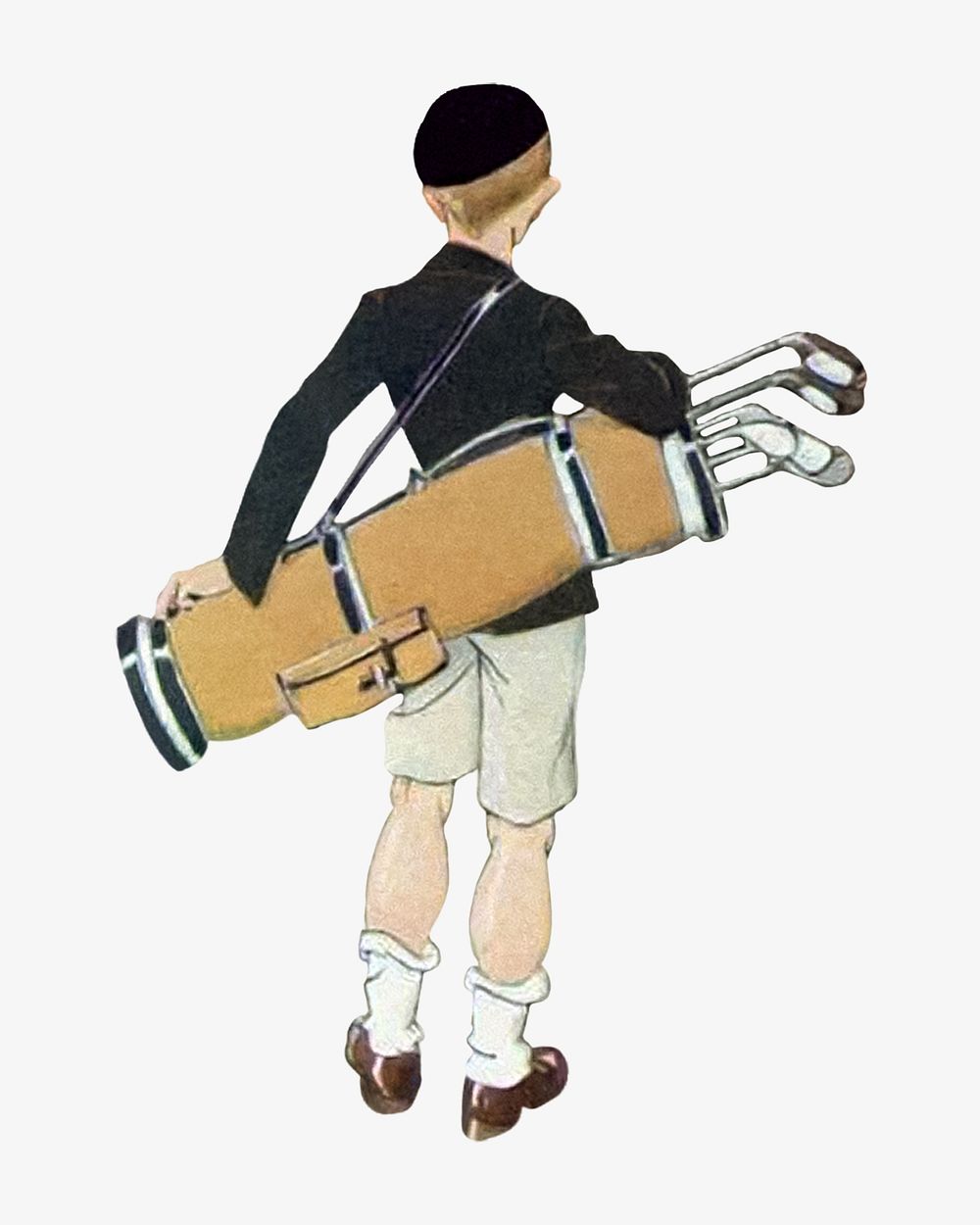 Vintage golf caddy, chromolithograph illustration. Remixed by rawpixel. 