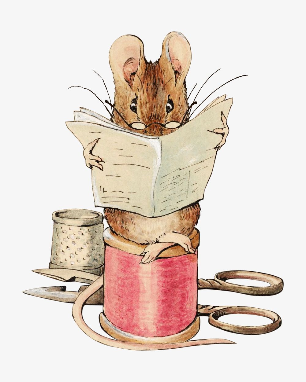 Reading mouse character vintage illustration. Remixed by rawpixel. 