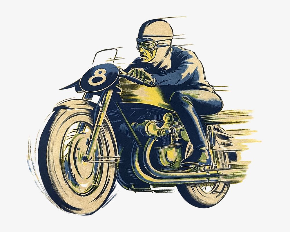 Vintage motorcycle chromolithograph art. Remixed by rawpixel. 