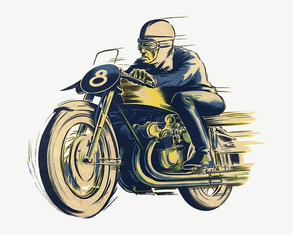 Vintage motorcycle chromolithograph art psd. Remixed by rawpixel. 