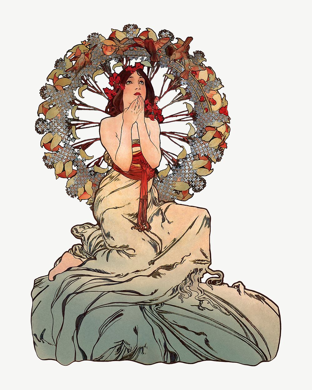 Alfons Mucha's woman art nouveau illustration psd. Remixed by rawpixel. 