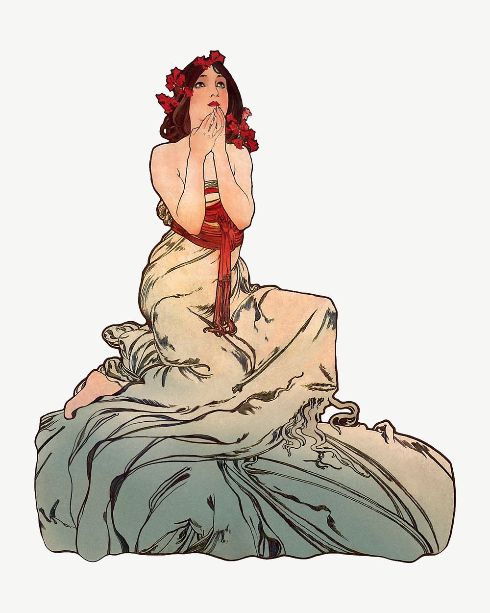 Alfons Mucha's woman art nouveau illustration psd. Remixed by rawpixel. 