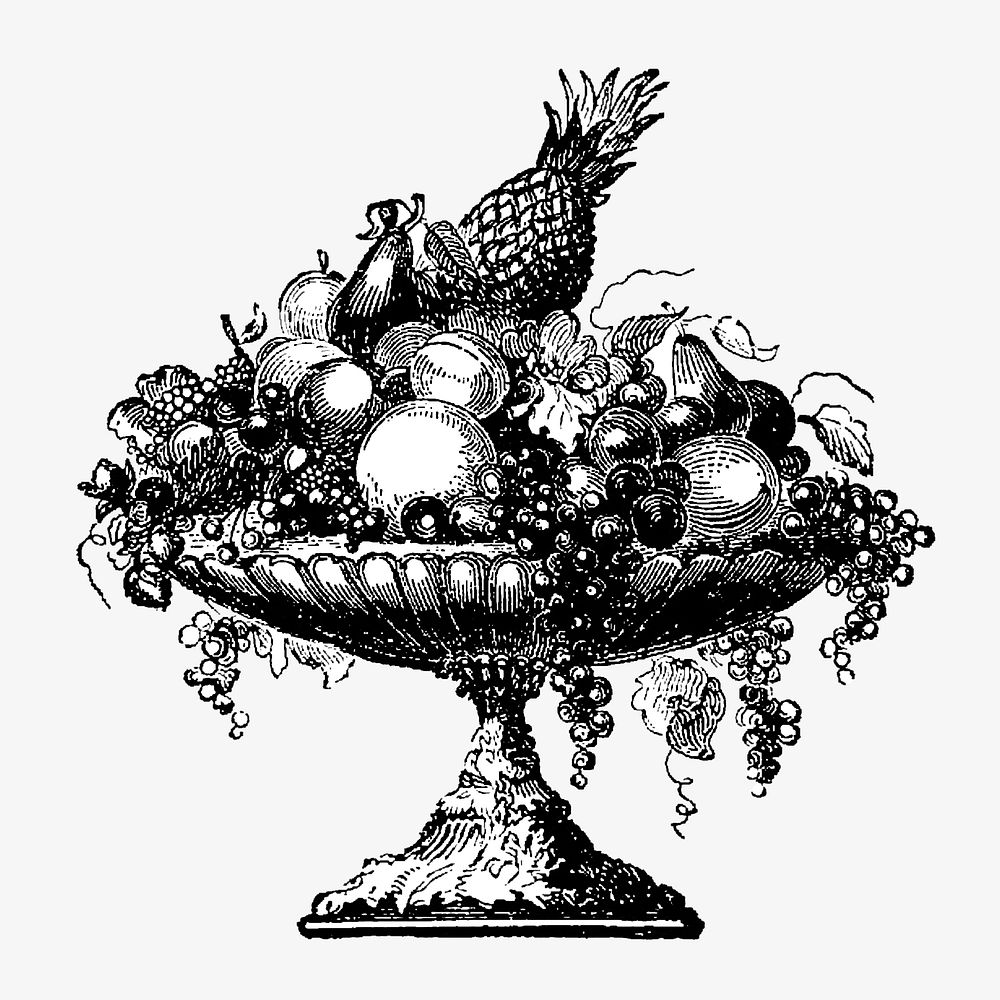 Vintage fruit bowl illustration. Remixed by rawpixel. 