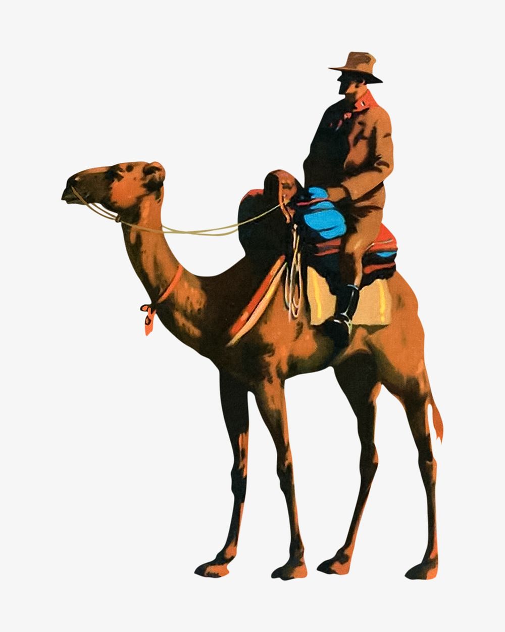 Vintage camel ride chromolithograph art. Remixed by rawpixel. 